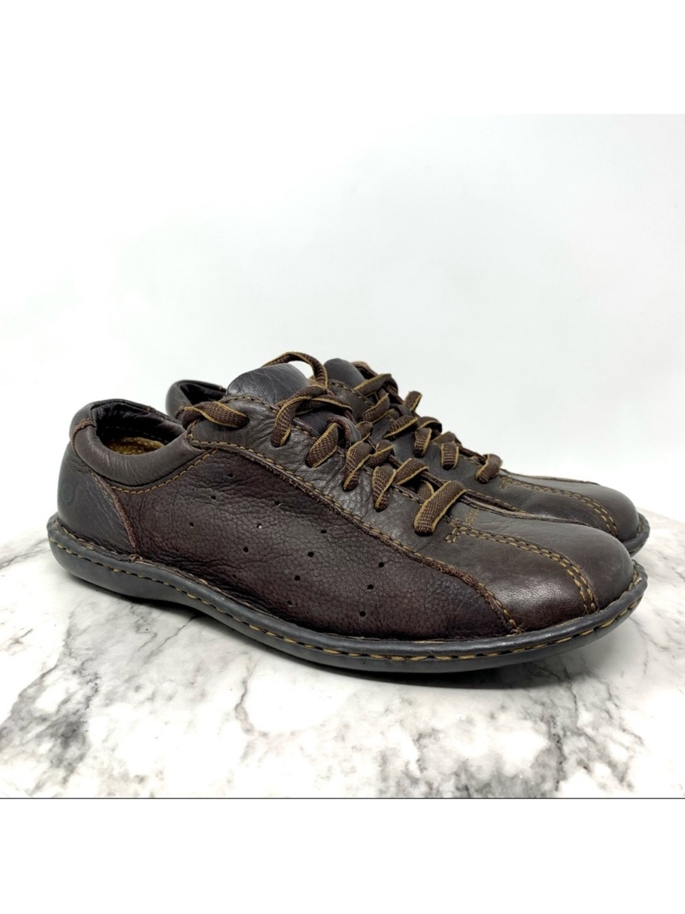 Born Brown Leather Bowling Sneakers 7 Sporty Y2K Alternative Grunge